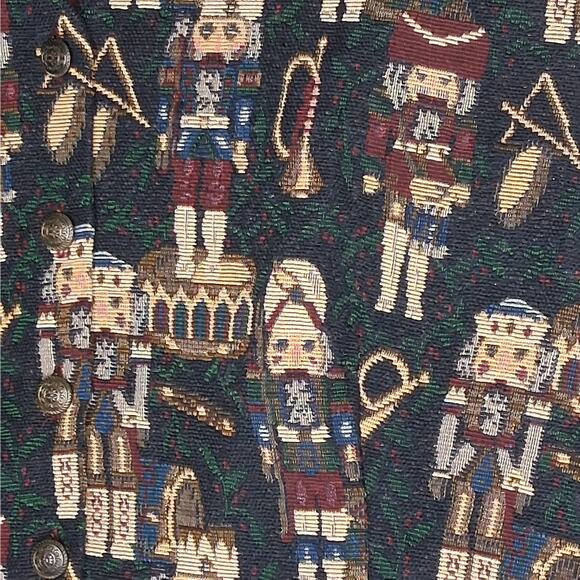 Nutcracker Ballet Tapestry Vest Vintage Holiday Christmas Womens XL Red Green - Picture 2 of 9